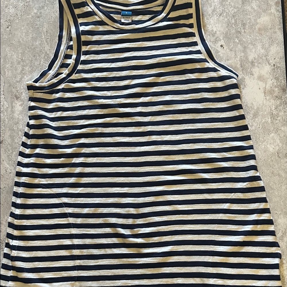 Old Navy blue/white striped dress size small